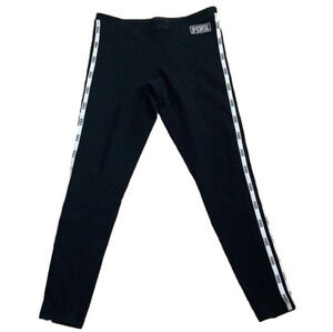 Victoria's Secret VS PINK Logo Black women white stripe spell out Leggings small